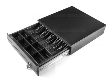 الصين Black Locking USB Cash Drawer / Metal Cash Box With Lock 5 Bill Compartments 410E مصنع